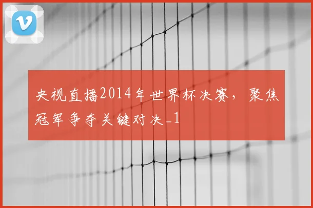 央视直播2014年世界杯决赛，聚焦冠军争夺关键对决_1
